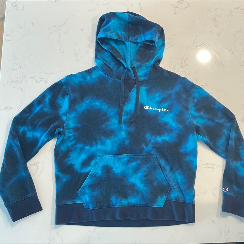 Champion Blue and Black Tie-Dye Pullover